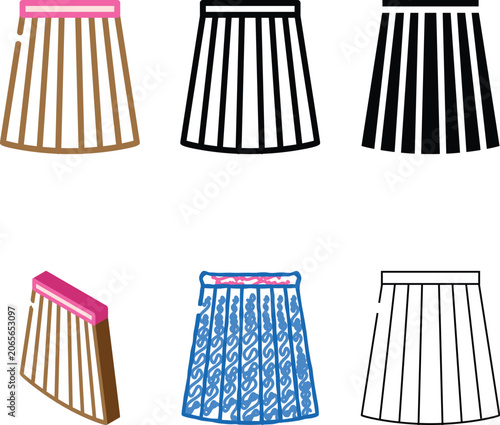 Photography box pleat skirt color icon vector