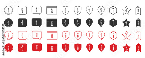 Information Icons Set Outline Fill and Glyph Style Collection