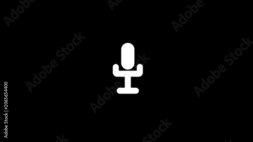 Minimalist microphone animation on black background, for podcast and, audio branding sound, recording,4k video.