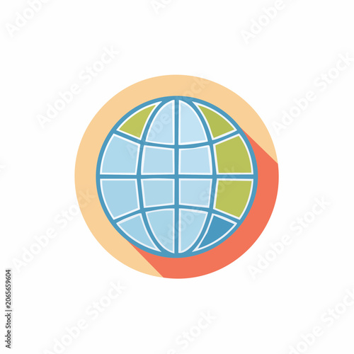 Stylized Globe Icon with Long Shadow