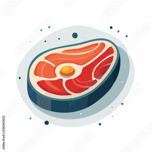 Stylized Illustration of a Raw Steak Cut