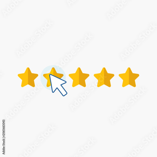 Mouse cursor selecting second yellow star on rating scale.