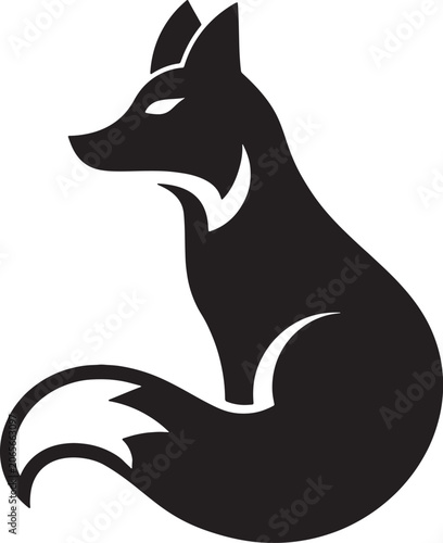Minimalist fox silhouette vector logo design with silhouette, minimalist