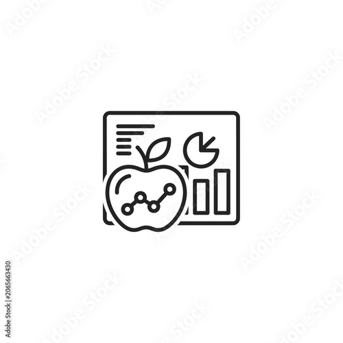 Nutrition tracking icon with apple and data charts