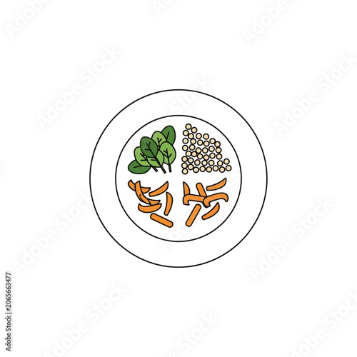Nutritious meal plate icon for balanced dieting.