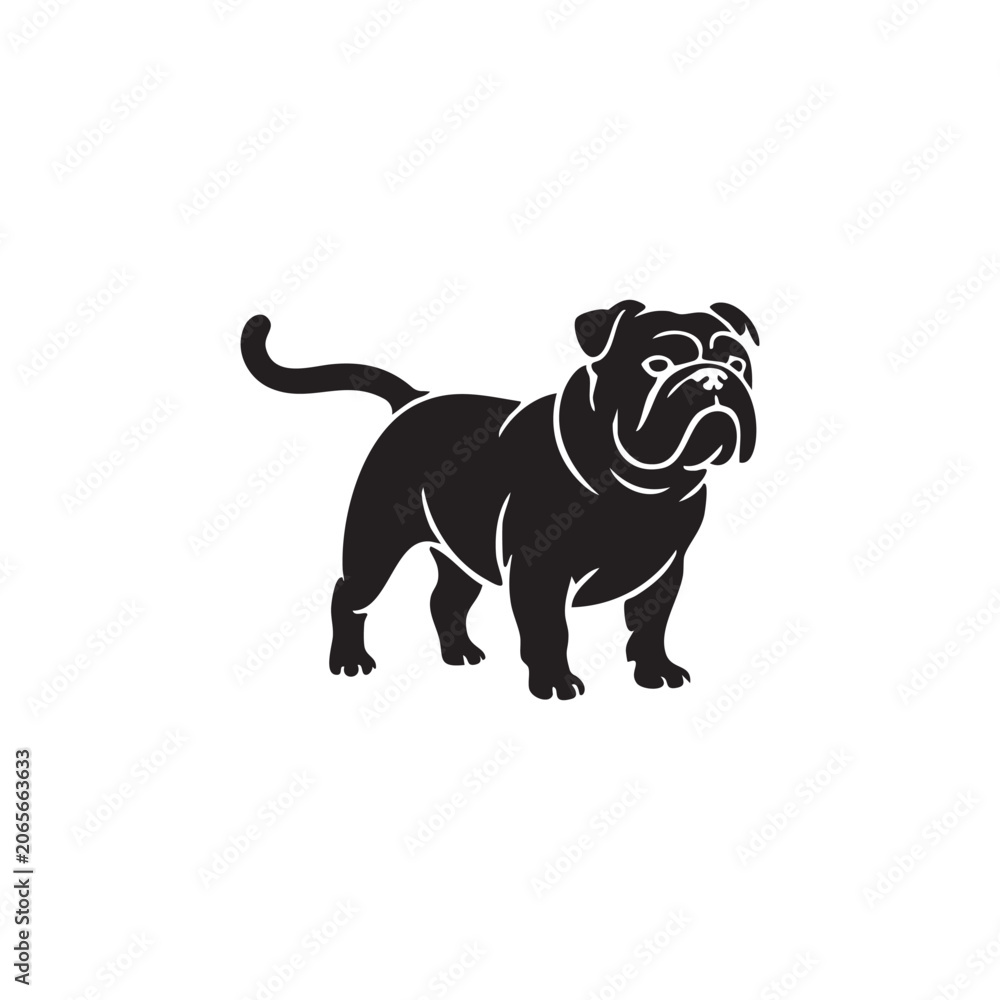 Obraz premium Black silhouette icon of a cute bulldog standing Vector