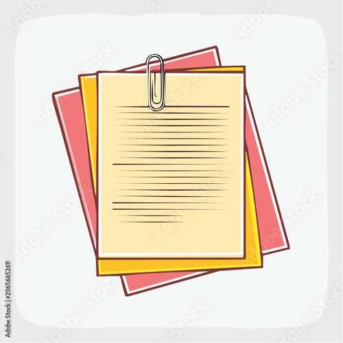 Stack of Lined Paper Held by a Paperclip