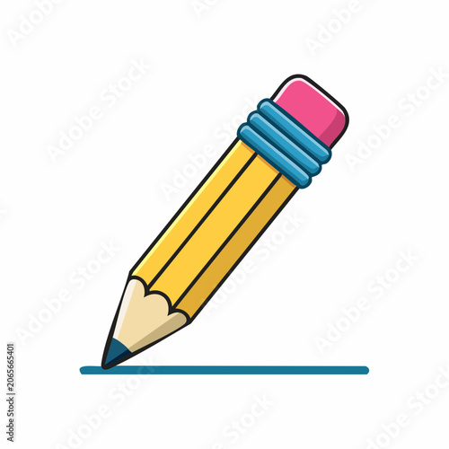 Yellow Pencil Drawing a Blue Line