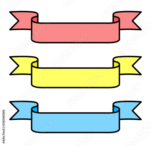 basic ribbon set in different colors for graphic design