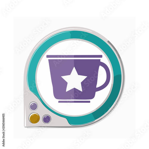 Flat design coffee cup icon with star and circular frame