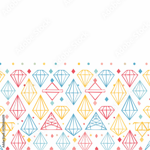 Seamless Pattern of Colorful Geometric Diamonds and Dots