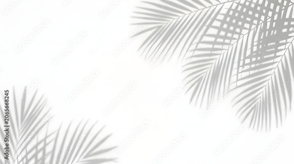 Obraz premium Palm Leaf Shadow Overlay: The subtle shadow of palm leaves creates a minimalist and elegant background, perfect for adding a touch of tropical tranquility to your design.