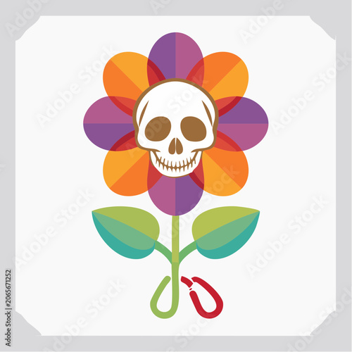 Skull Flower with Scissors
