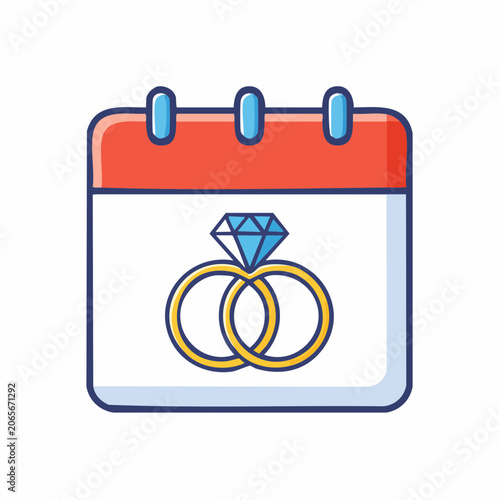 Wedding Rings on Calendar Icon
