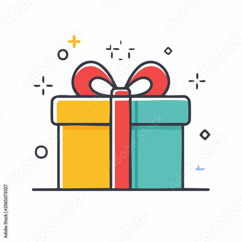 Gift Box with Ribbon and Sparkles