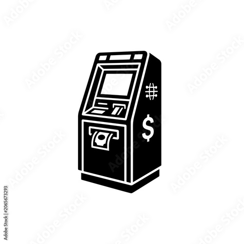 Fotografía Graphic icon of a cash point machine dispensing paper currency notes