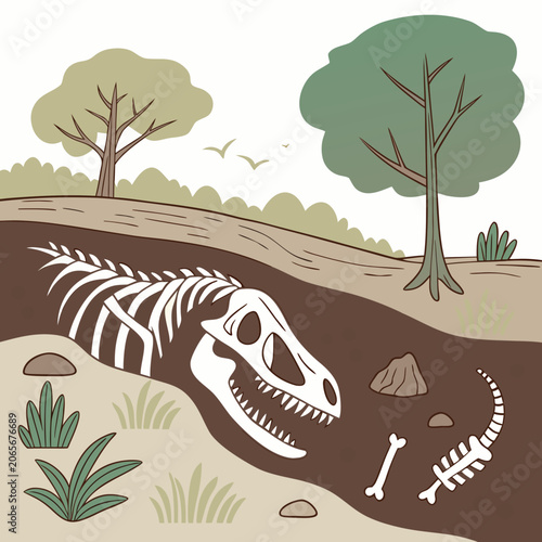 Tableau sur toile Underground dinosaur bones