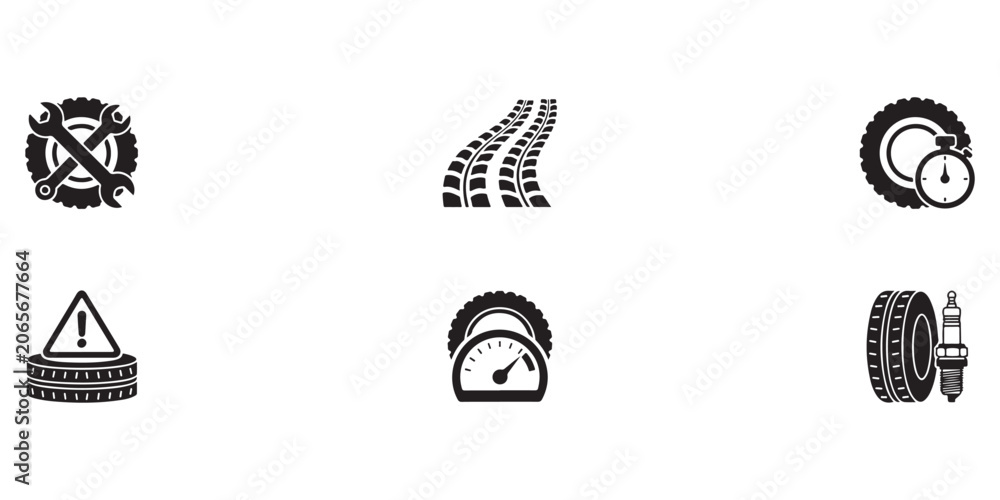 Fototapeta premium Automotive Repair and Tire Service Icon Collection