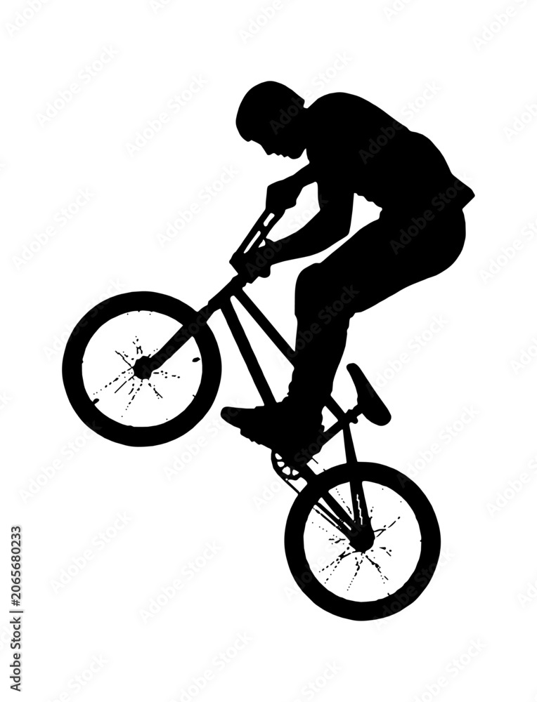 Obraz premium Silhouette of a bmx rider performing a stunt trick on a bicycle vector art