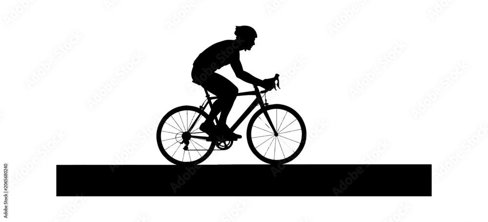 Fototapeta premium Silhouette of a cyclist riding a road bike vector art