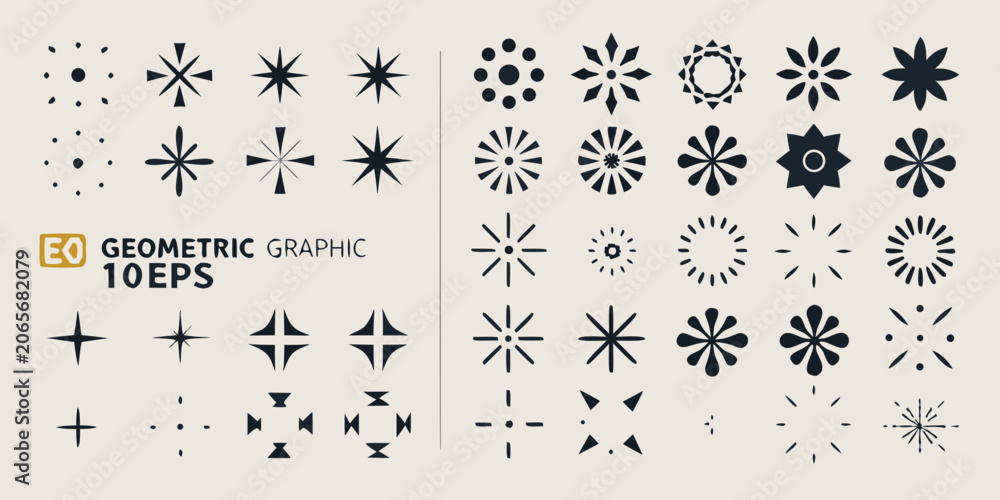 Obraz premium Geometric graphic elements black vector illustrations on a neutral background