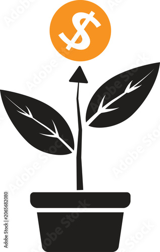 Vector icon of growth investment symbolizing financial growth, savings, and long‑term asset development 