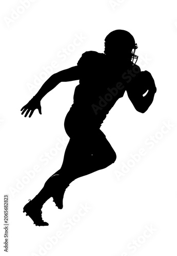 Silhouette of an american football player running with the ball vector art