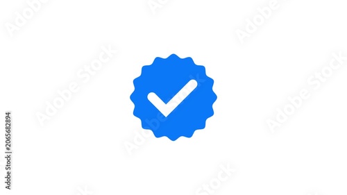 4K animation of a blue verified check mark icon with smooth motion on a clean white background
