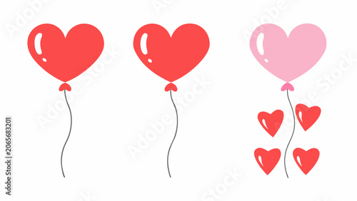 Heart Shaped Balloons Illustration With Red And Pink Tones