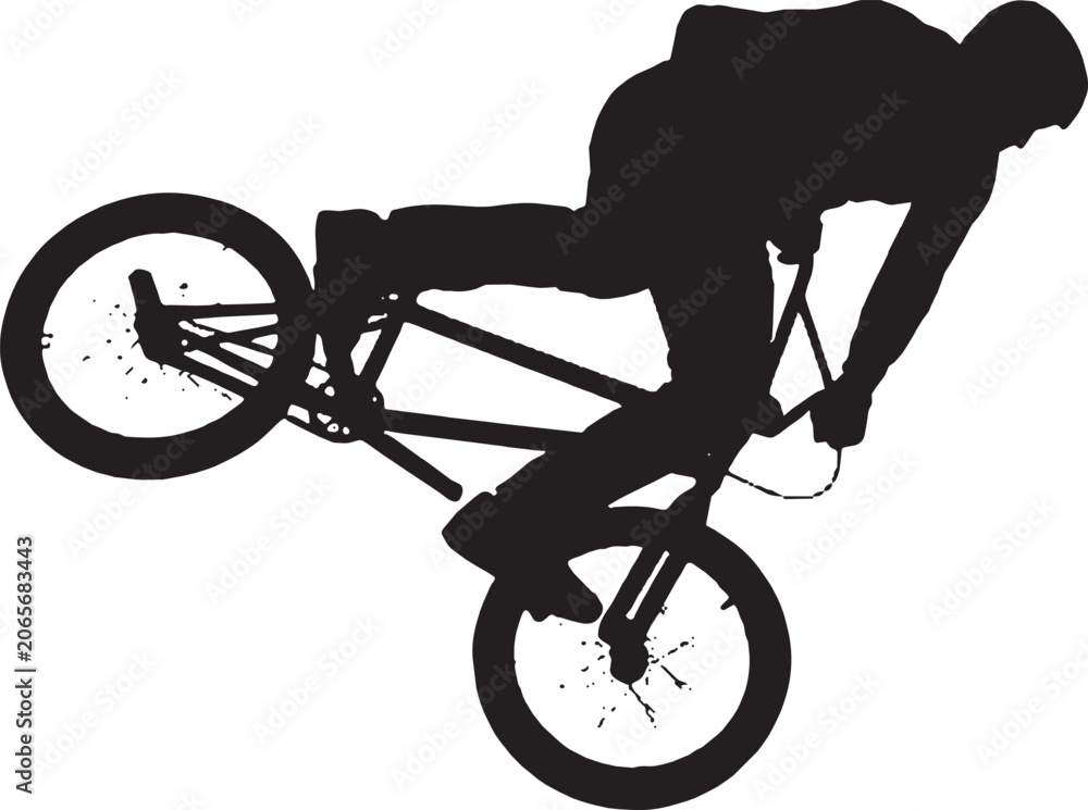 Obraz premium Silhouette of a bmx rider performing a stunt jump vector art