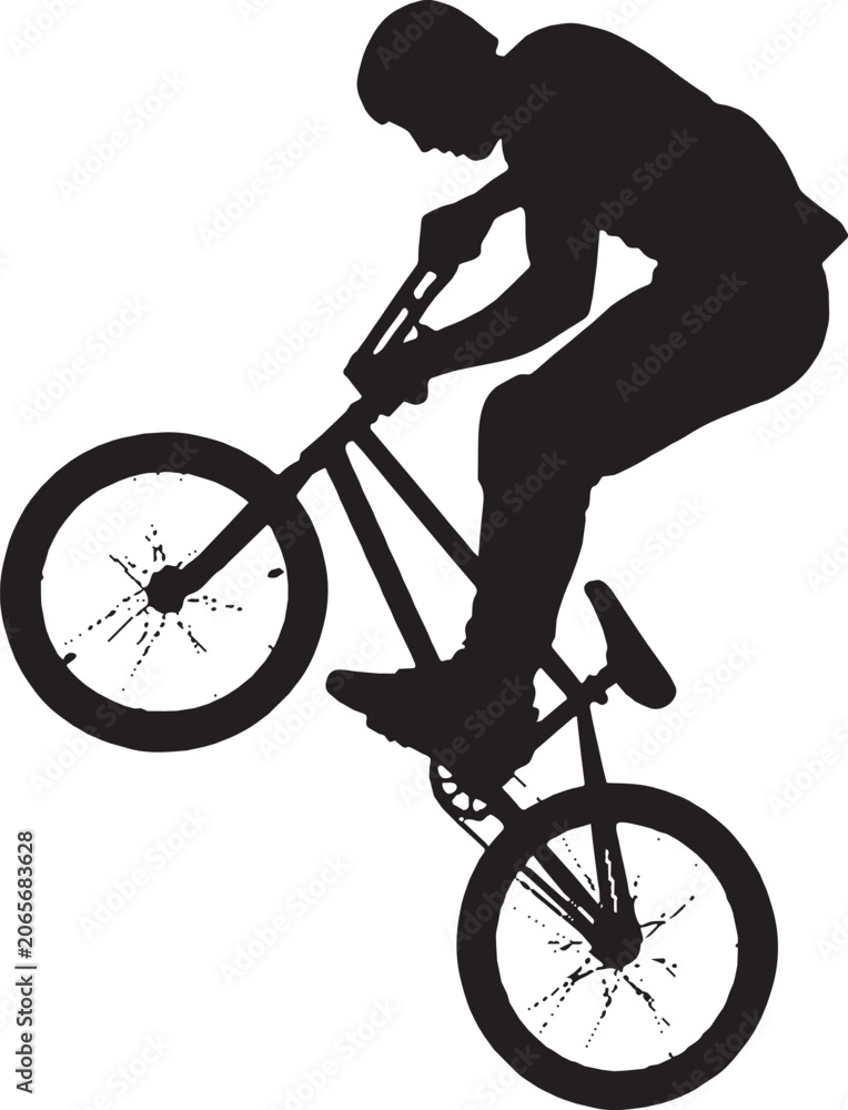 Obraz premium Silhouette of a bmx rider performing a stunt trick on a bicycle vector art