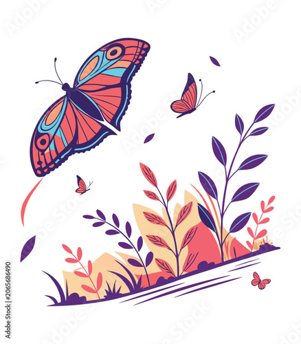 butterflies and flowers
