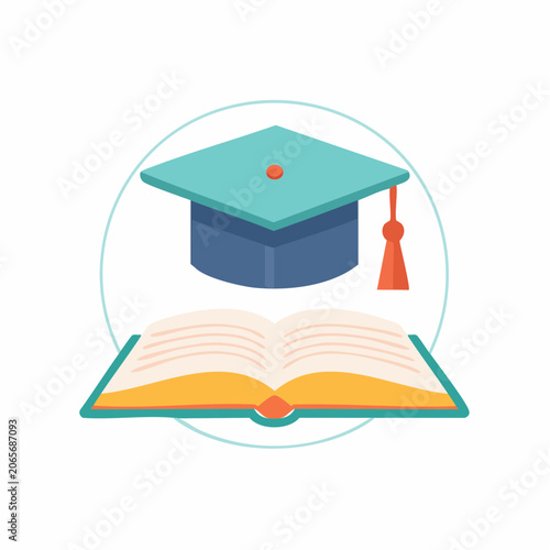 Graduation Cap and Open Book Icon