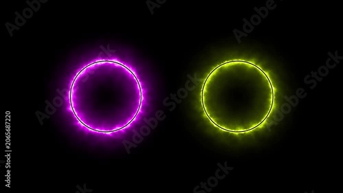 Glowing Yellow Energy Ring Pulsating animation on Black Background