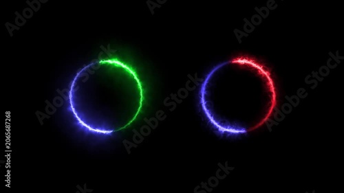 Abstract Glowing Rings of Energy Pulsating animation on Black Background