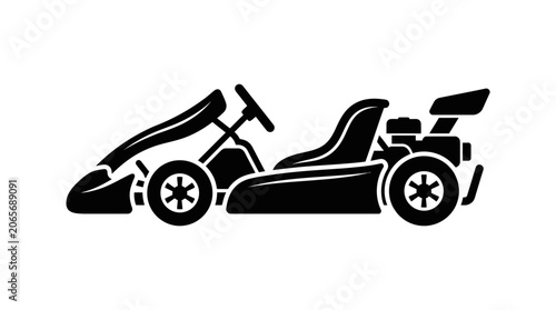 Cuadro en lienzo Black go kart racing vehicle silhouette.