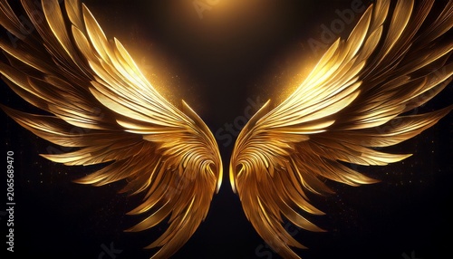 abstract golden wings with light effect