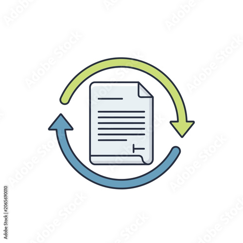 Document file with circular synchronization arrows.