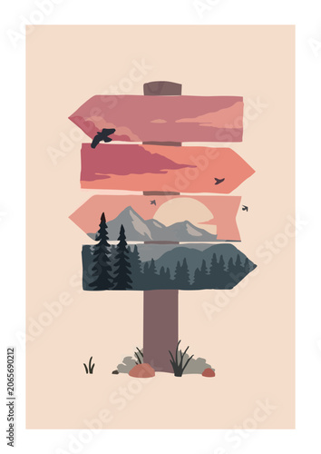 vector illustration of a house with a flag
