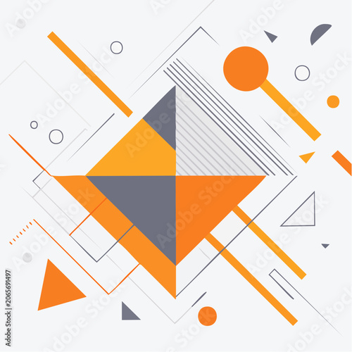 Abstract Geometric Shapes with Orange and Gray Colors