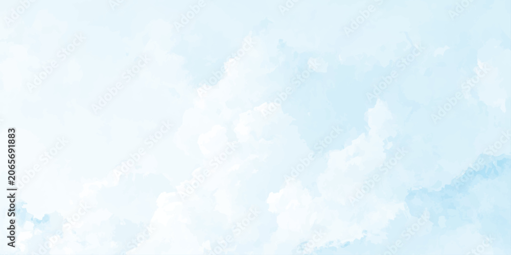 Fototapeta premium Watercolor cloudscape with a pale blue and white color palette creating a soft atmospheric backdrop clouds sky celestial