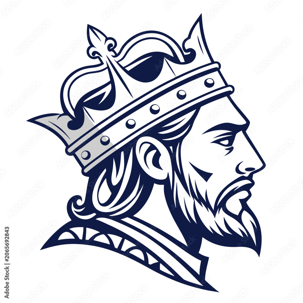 Obraz premium Royal King Face Image Vector Design isolated on white background.