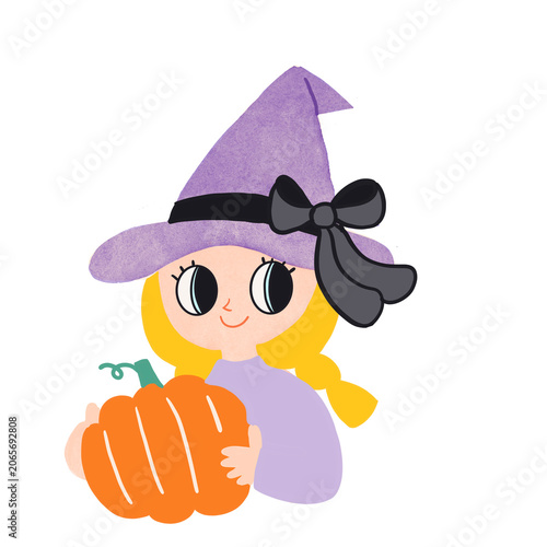 halloween witch with pumpkin
