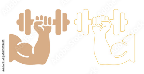 Bicep Arm Holding Dumbbell Icon Vector Set
