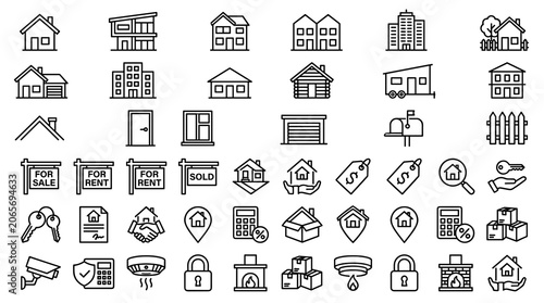 Φωτογραφία Thirty six house outline icons vector illustration with editable stroke for prop