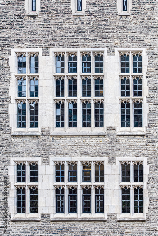 Fototapeta premium Colonial window and stone wall, Toronto, Canada