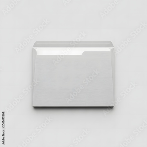 Minimalist White Cardboard Document Folder with Top Tab for Healthcare and Office Organization, Clean Front View Filing Accessory Isolated on Plain Light Grey Background