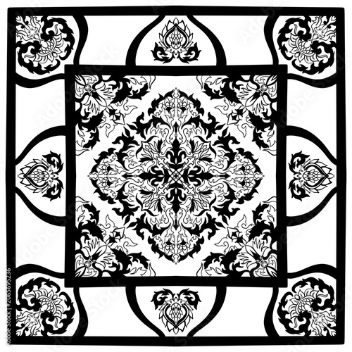 Seamless pattern with cool and unique patterns, bandana pattern, suitable for scarf design, carpet and printing industry, my own work, not ai generate