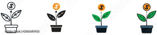 Vector icon of growth investment symbolizing financial growth, savings, and long‑term asset development 