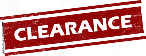 Foto Red clearance stamp with white text on transparent background